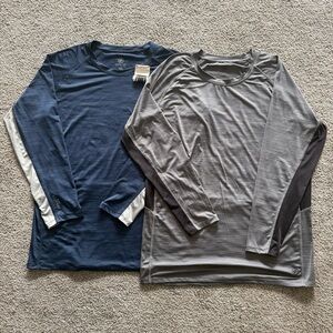 Hang Ten UV Protection Shirts Mens XXL (2) Grey Blue Long Sleeve Zip Back Pocket